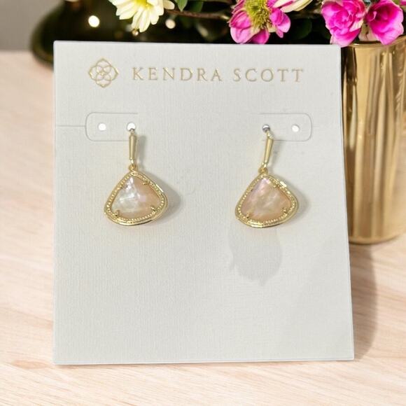 NWT! Kendra Scott Kendall Drop Earrings in Golden Abalone Shell - Picture 1 of 5